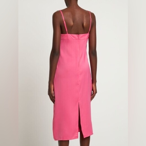 NWT WeWoreWhat Cowl satin charmeuse midi dress Size 6 Hot Pink - Picture 3 of 5
